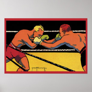 Vintages Art Deco Sportboxing, Boxen Punching Poster