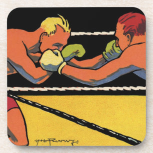 Vintages Art Deco Sportboxing, Boxen Punching Untersetzer