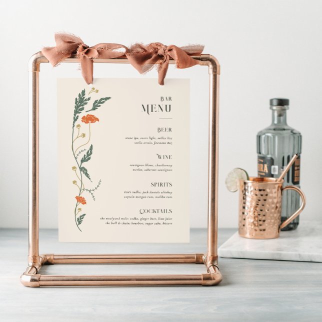 Vintages Art Nouveau Bar Menu Poster (Vintage Art Nouveau Bar Menu Sign)