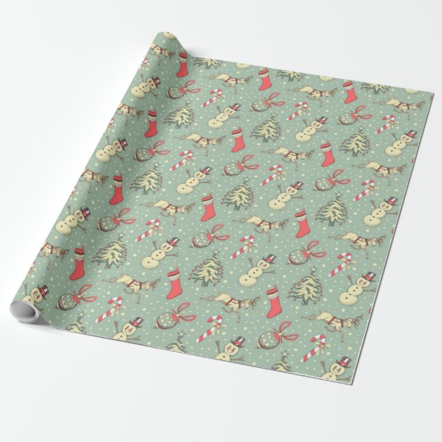 Vintages Art-Weihnachten Geschenkpapier (Ungerollt)