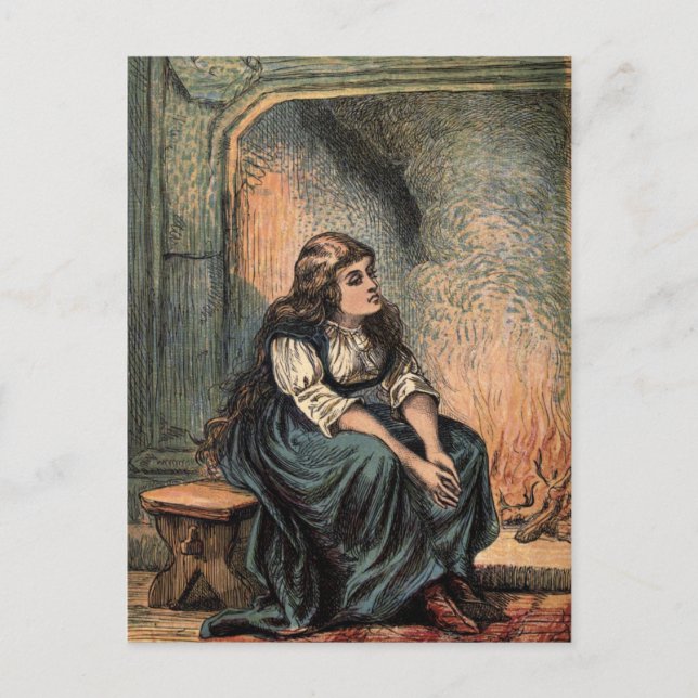 Vintages Aschenputtel Zeichnend Postkarte (Vorderseite)