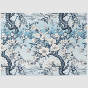Vintages asiatisches Inspiriertes Blue & White Flo Seidenpapier