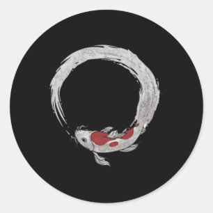 Vintages asiatisches Koi Carp Fishing Novelle Fi Runder Aufkleber
