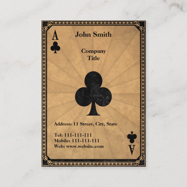 Vintages Ass der Clubs Visitenkarte (Vorderseite)