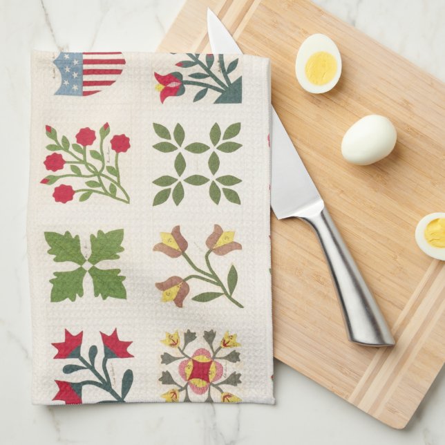 Vintages ästhetisches Weihnachtsgeschenk Quilt Mus Geschirrtuch (Viertel Falte)