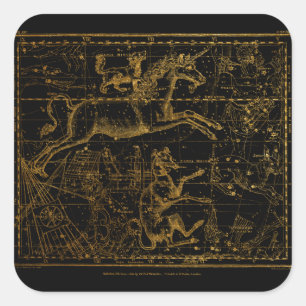 Vintages Astrologisches Einhorn Quadratischer Aufkleber