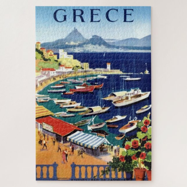 Vintages Athen Griechenland Reisevorführung Kunst Puzzle (Vertikal)
