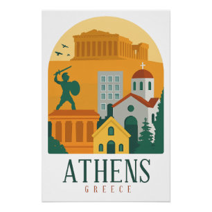 Vintages Athens Griechenland Reiseplakat   Parthen Poster