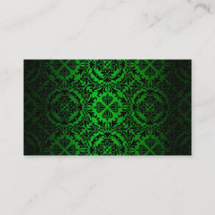 Vintages Aussehen Green & Black Damask #4 Visitenkarte