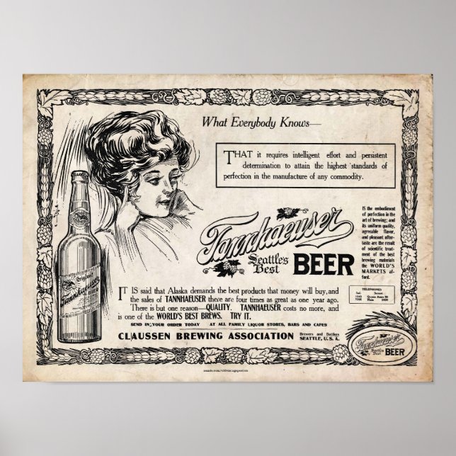 Vintages Aussehen Tannhaeuser Beer Print Poster (Vorne)