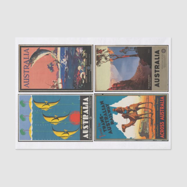 Vintages Australien Reiseplakate Dekoupage Collage Seidenpapier (Vorderseite)