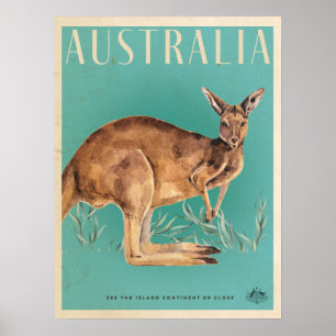 Vintages australisches Kangaroo-Reiseposter Poster