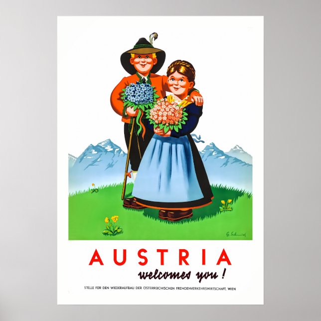 Vintages Austria Travel Poster Retro Alpin (Vorne)