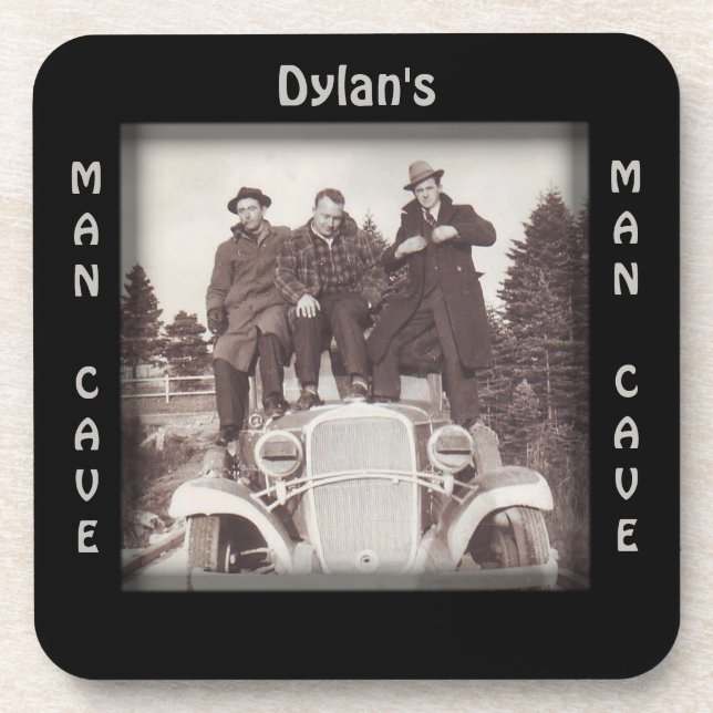 Vintages Auto Foto Man Cave CUSTOM Untersetzer (Vorderseite)