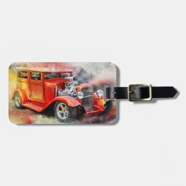 Vintages Auto Gepäckanhänger (Vorderseite horizontal)