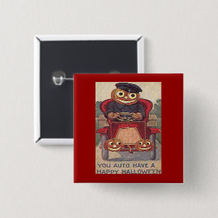 Vintages Auto Jack o' Lantern Halloween Button