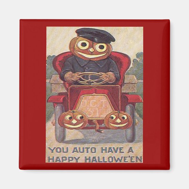 Vintages Auto Jack o' Lantern Halloween Magnet (Vorne)