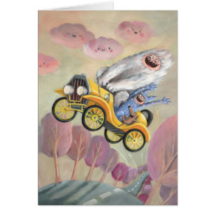 Vintages Auto mit Monstern