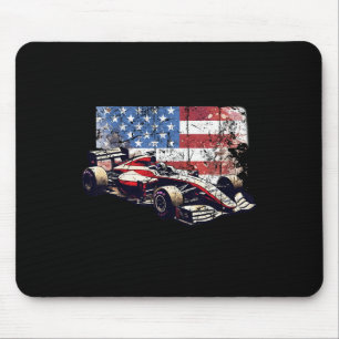 Vintages Auto Racing Car American Flag 4. Juli Mousepad
