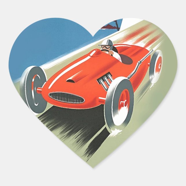 Vintages Auto Racing Herz-Aufkleber (Vorderseite)