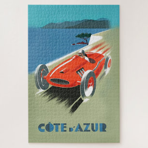 Vintages Auto Racing Illustration Art Puzzle