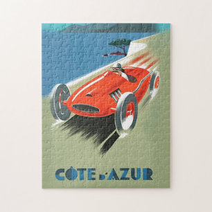 Vintages Auto Racing Illustration Art Puzzle