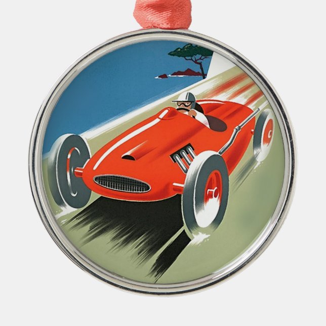 Vintages Auto Racing Ornament Aus Metall (Vorne)