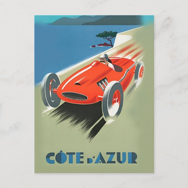 Vintages Auto Racing Postkarte (Vorderseite)
