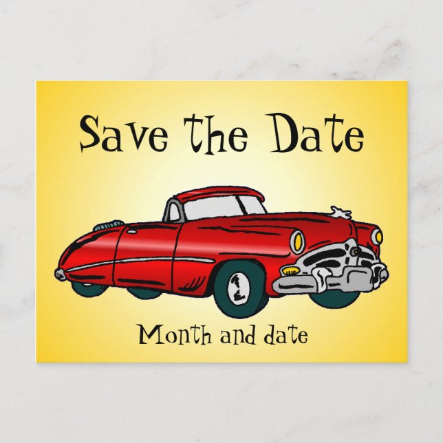 Vintages Auto Save the Date Postkarte (Vorderseite)