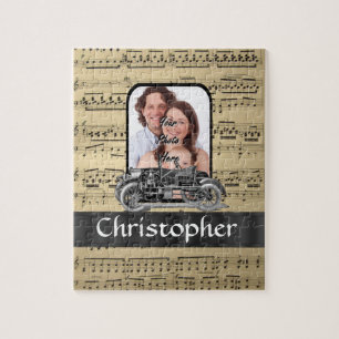 Vintages Auto und Musikblätter Puzzle