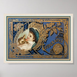 VINTAGES AUTOGRAPH-BUCH 1901 VIKTORIANISCHE SCHÖNH POSTER