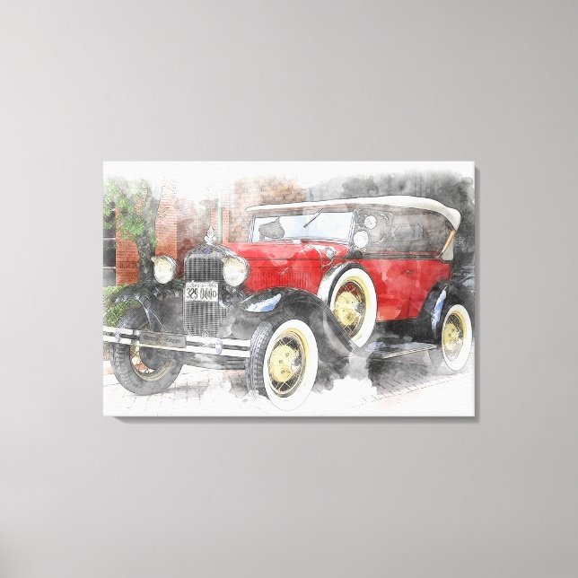 Vintages Automobil Leinwanddruck (Vorderseite)