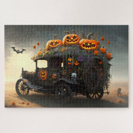 Vintages Automobil mit Jack-o-Laternen Halloween Puzzle