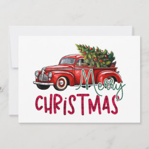 Vintages Automobil und Weihnachtsbaum Feiertagskarte