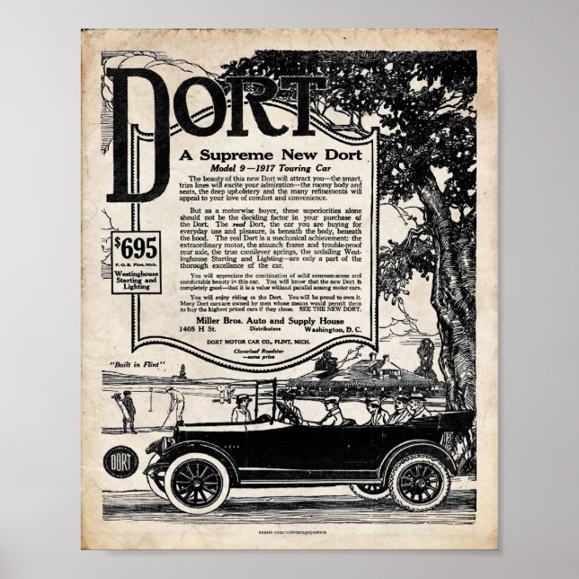Vintages Autozeichen - Auto 1916 Poster (Vorne)