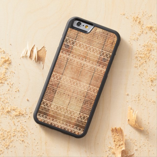Vintages aztekisches Stammes- Holz Carved Wood iPhone Hülle (Beispiel)