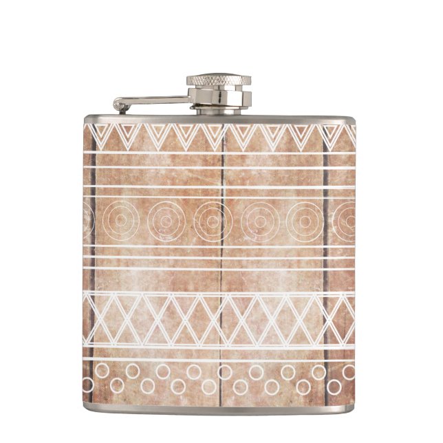 Vintages aztekisches Stammes- Holz Flachmann (Vorderseite)