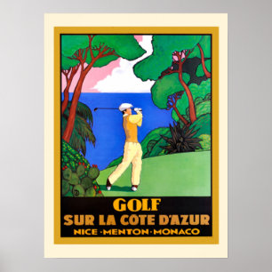 Vintages Azurblau Golf Sur LaCote d Poster