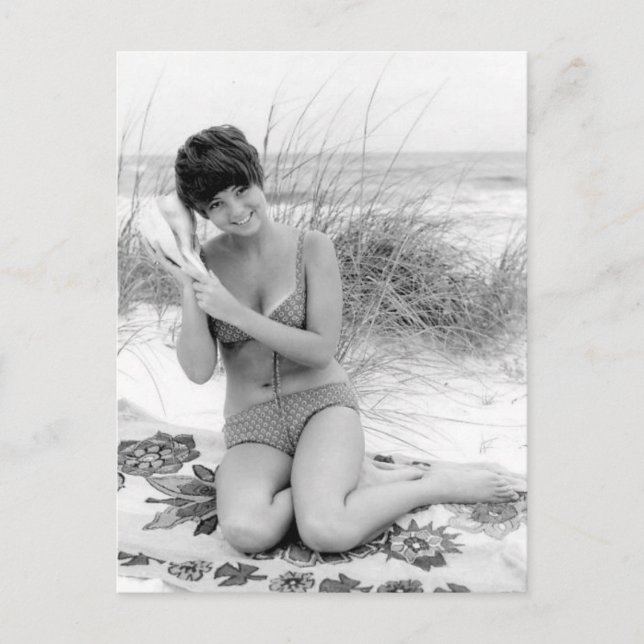 Vintages B&W Foto Florida Bikini Postkarte (Vorderseite)