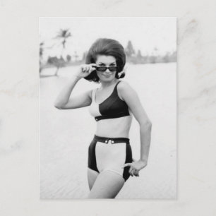 Vintages B&W Foto Florida Bikini Postkarte