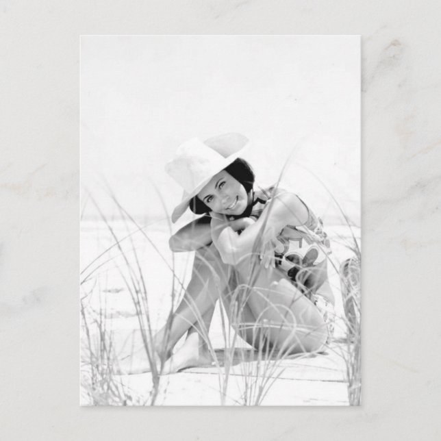 Vintages B&W Foto Florida Bikini Postkarte (Vorderseite)