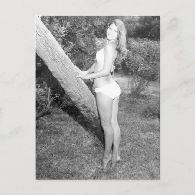 Vintages B&W Foto Florida Bikini Postkarte (Vorderseite)