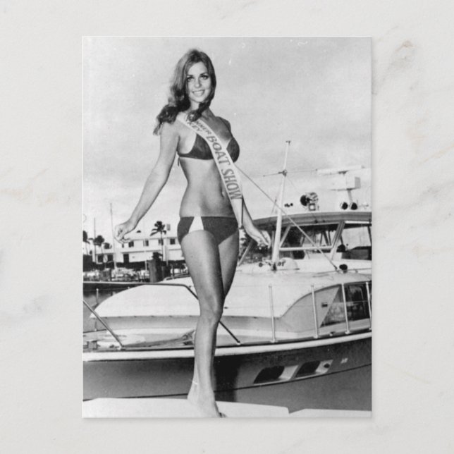 Vintages B&W Foto Florida Bikini Postkarte (Vorderseite)