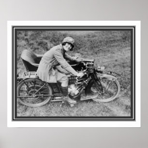 Vintages B & W Foto Girl auf Motorrad 16 x 20 Poster