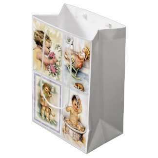 Vintages Baby-Collage Mittlere Geschenktüte