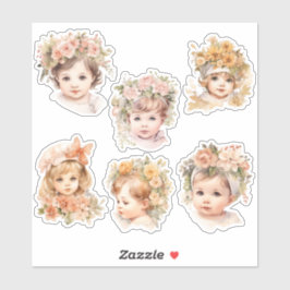Vintages Baby Face Florals Antikes Junk Journal Ki Aufkleber