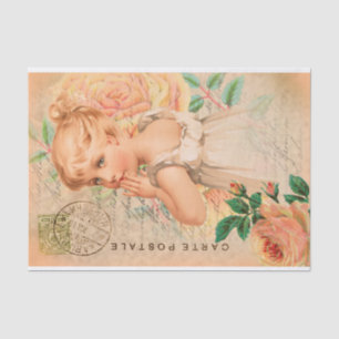 Vintages Baby Girl Postcard Decoupage Seidenpapier