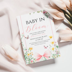 Vintages Baby in Bloom Butterfly Babydusche Einladung