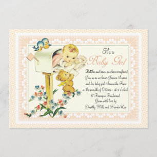 Vintages Baby-Mädchen innerhalb der Einladung