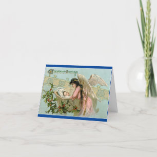 Vintages Baby mit Angel-Weihnachtskarte Feiertagskarte